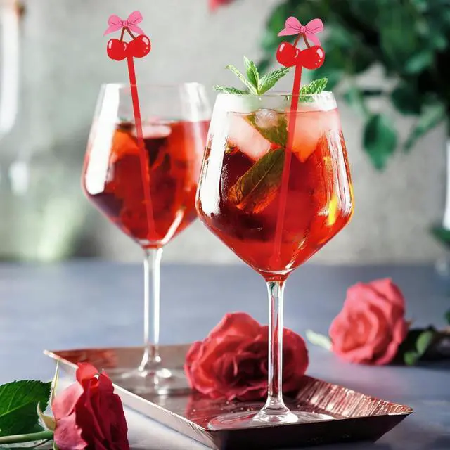Alt view image 4 of 7 - CCINEE 30Pcs Pink Bow Cherry Cocktail Drink Stirrers, Swizzle Sticks for Cocktail Coffee Drinks Stirrers Galentine Valentine Birthday Wedding Bow Cherry Party Decorations