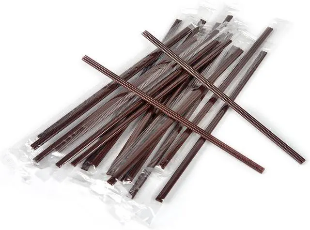 Main image of Disposable Plastic Drink Stirrer Sticks - 400 Individually Wrapped 6.7in Stirrers - Health and Safety - Three Hole Coffee Straw