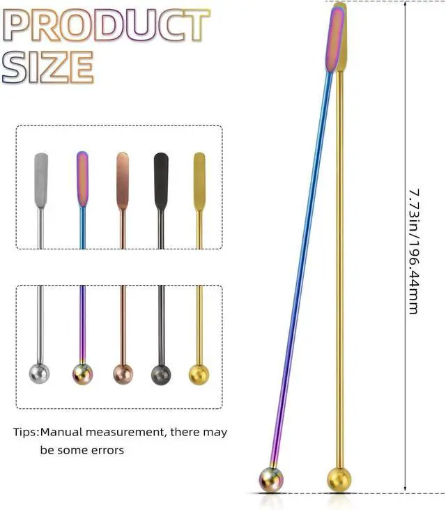 Alt view image 2 of 7 - Coffee Stick Stainless Steel Swizzle Stick Reusable Metal Stir Sticks Cocktail Coffee Drink Stirrer Spoon Beverage Cocktail Stirrers Stir with Small Rectangular Paddles Stirring Bar Set(7.73inch long)