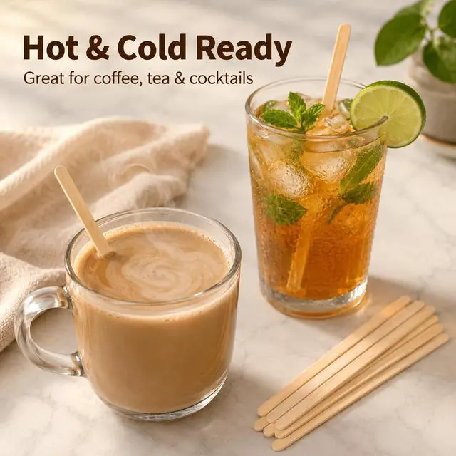 Alt view image 4 of 6 - Wooden Coffee Stirrers, 7 Inch, 200 Pack, Birch Wood Stir Sticks