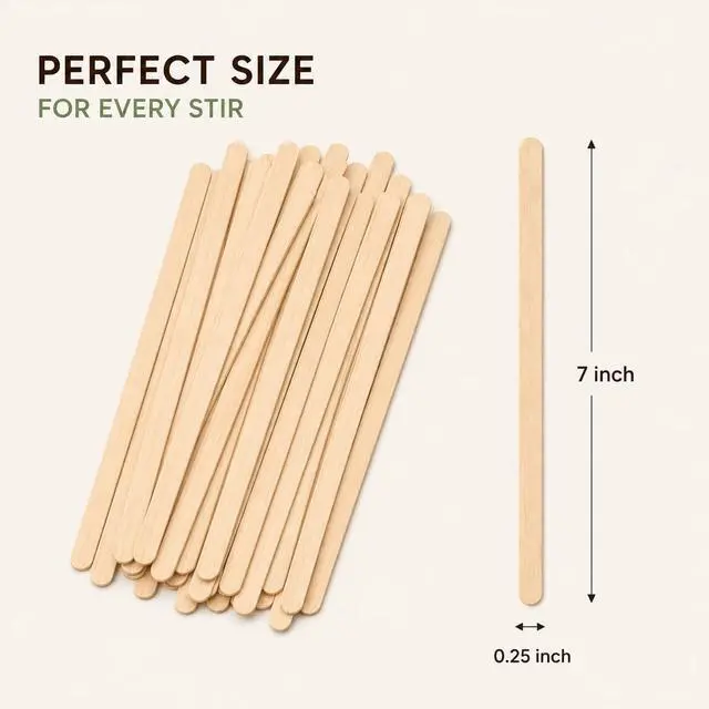 Alt view image 2 of 6 - Wooden Coffee Stirrers, 7 Inch, 200 Pack, Birch Wood Stir Sticks