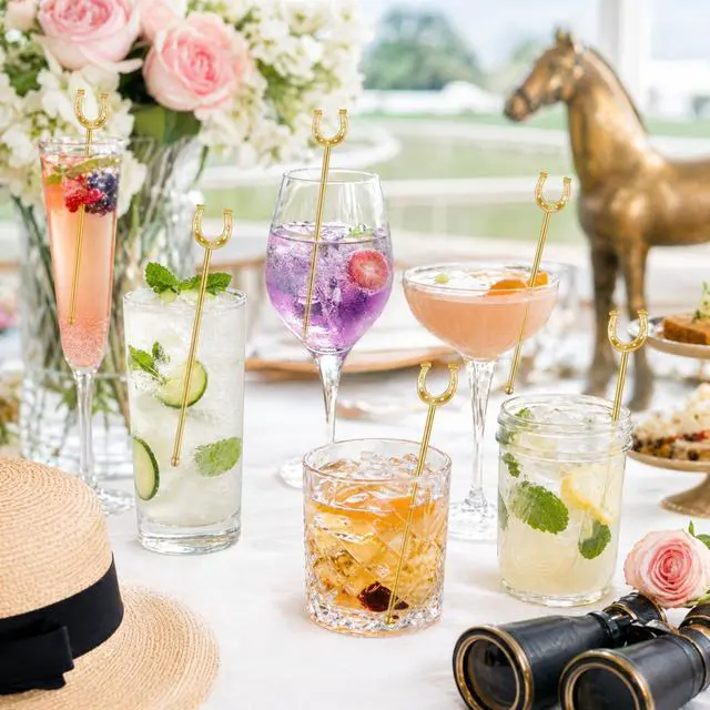 Alt view image 4 of 6 - Horseshoe Drink Stirrers 6 Inch Plastic, Gold, 30 Pcs