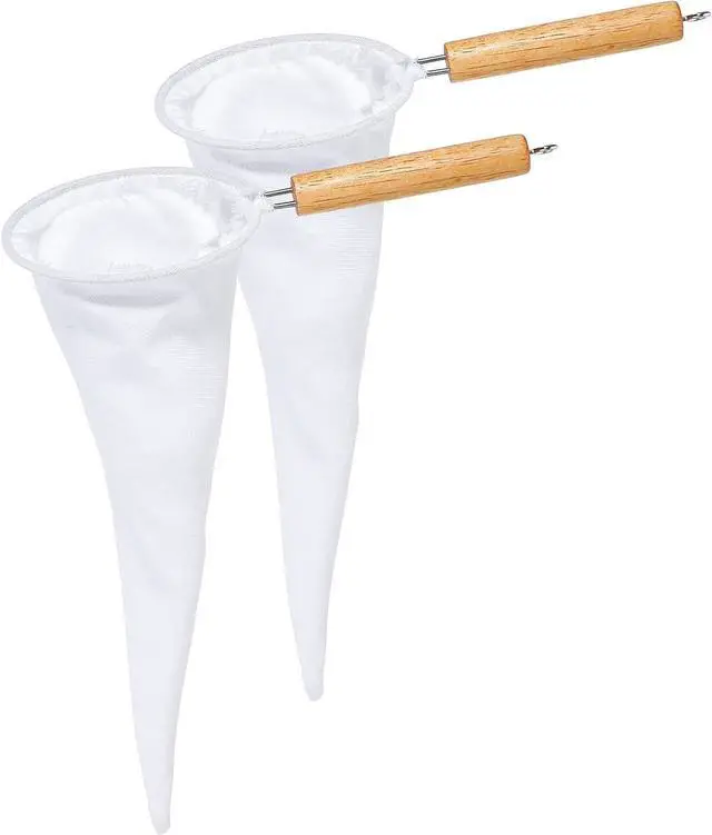 Main image of 2 Pcs Coffee Strainer Cloth,Flannel Cloth Coffee Filter with Wood Handle Reusable Handmade Coffees Filter Sock for Coffees,Tea and Juice,White