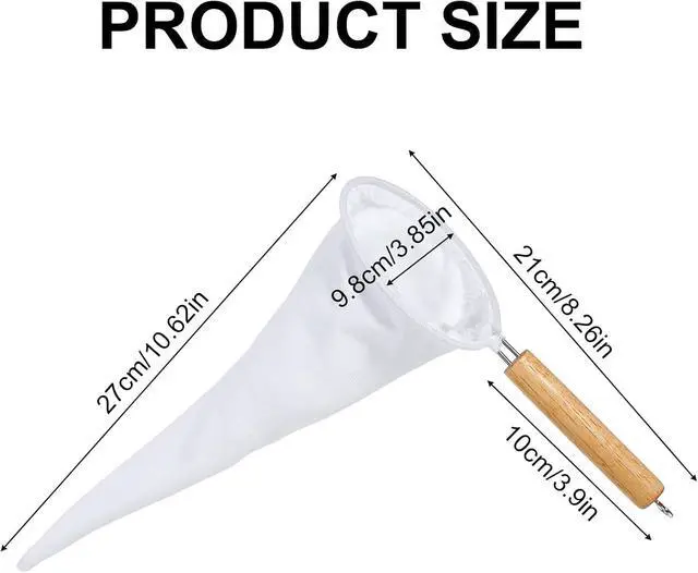 Alt view image 3 of 7 - 2 Pcs Coffee Strainer Cloth,Flannel Cloth Coffee Filter with Wood Handle Reusable Handmade Coffees Filter Sock for Coffees,Tea and Juice,White