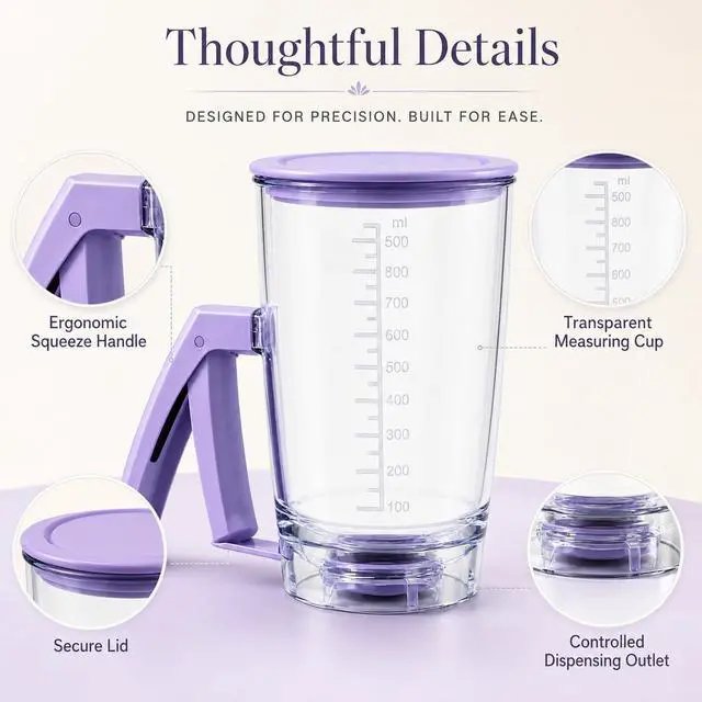 Alt view image 3 of 6 - Pancake Batter Dispenser, Purple Measuring Cup for Baking