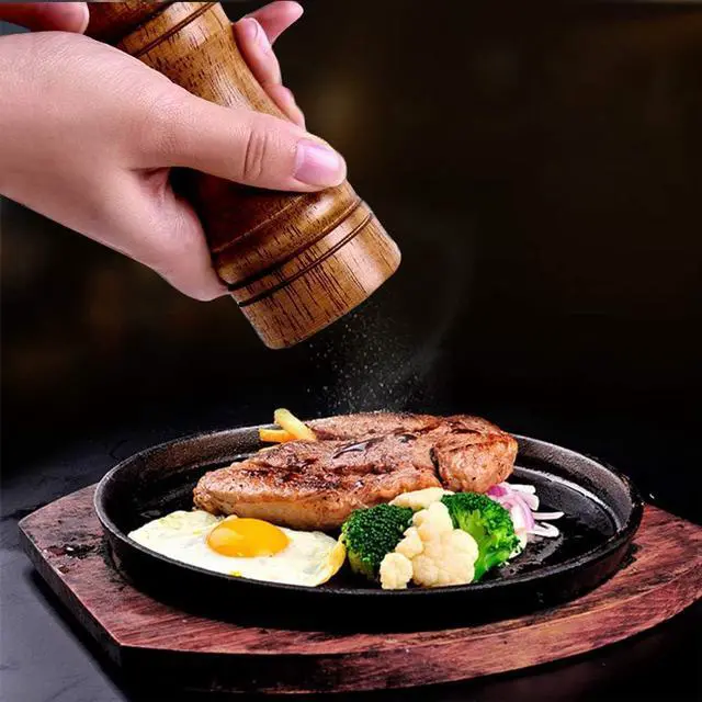 Alt view image 2 of 7 - Salt and Pepper Grinders Set,Ouktor Manual Wooden Salt and Pepper Mills Shakers, Ceramic Rotor with Strong Adjustable Coarseness (5.5inch)