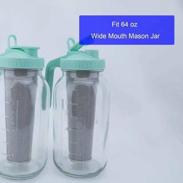 Alt view image 5 of 7 - Fermus Cold Brew Coffee Filter for 64oz / 2Quart Wide Mouth Mason Jar Infuser 304 Stainless Steel Strainer with Seal Ring Design for Grounds Tea Fruit Coffee Filter
