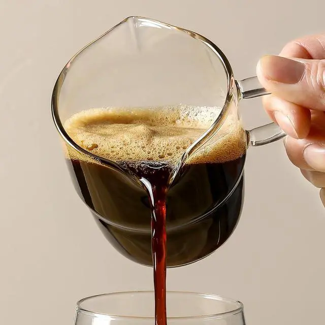 Alt view image 5 of 7 - NETANY 6 OZ Espresso Cups Set of 2, Double Spouts Stackable Cups, Espresso Shots Glass Mugs with Handle, Machine Accessories for Coffee Bar, Cute Clear Glasses for Gift
