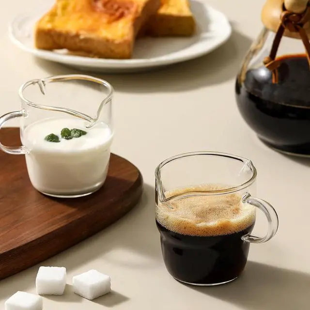 Alt view image 7 of 7 - NETANY 6 OZ Espresso Cups Set of 2, Double Spouts Stackable Cups, Espresso Shots Glass Mugs with Handle, Machine Accessories for Coffee Bar, Cute Clear Glasses for Gift