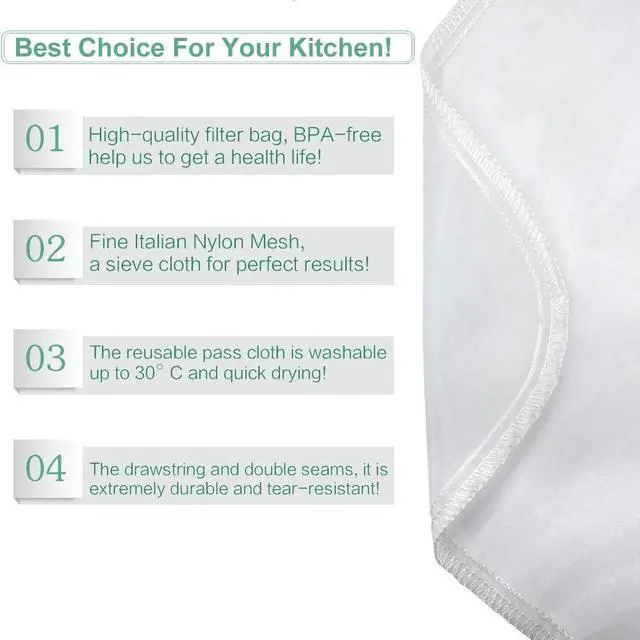 Alt view image 3 of 7 - Nut Milk Bag Reusable 3 Pack Multi-size Food Strainer Nut Bags