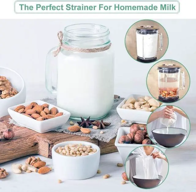 Alt view image 4 of 7 - Nut Milk Bag Reusable 3 Pack Multi-size Food Strainer Nut Bags