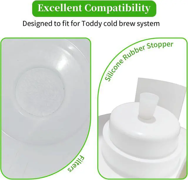 Alt view image 2 of 5 - 10pcs Reusable Cold Brew Coffee Filters and 4pcs Silicone Rubber Stoppers Replacement Felt Filters Compatible with Toddy Cold Brew System for Coffee Maker