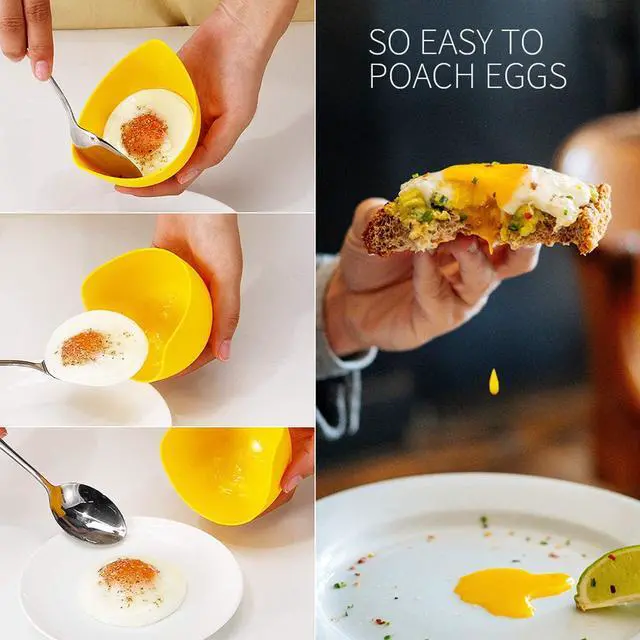 Alt view image 4 of 7 - Silicone Egg Poacher Cups, 4 Pack with Stable Ring Base