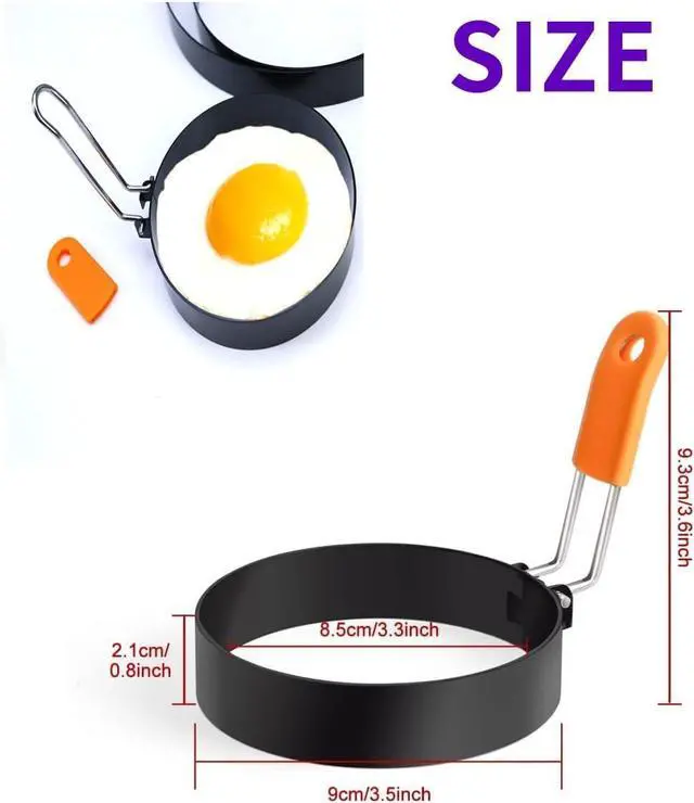 Alt view image 2 of 7 - 2Pcs 3.5 Inch Round Egg Rings For Griddle,Nonstick Stainless Steel