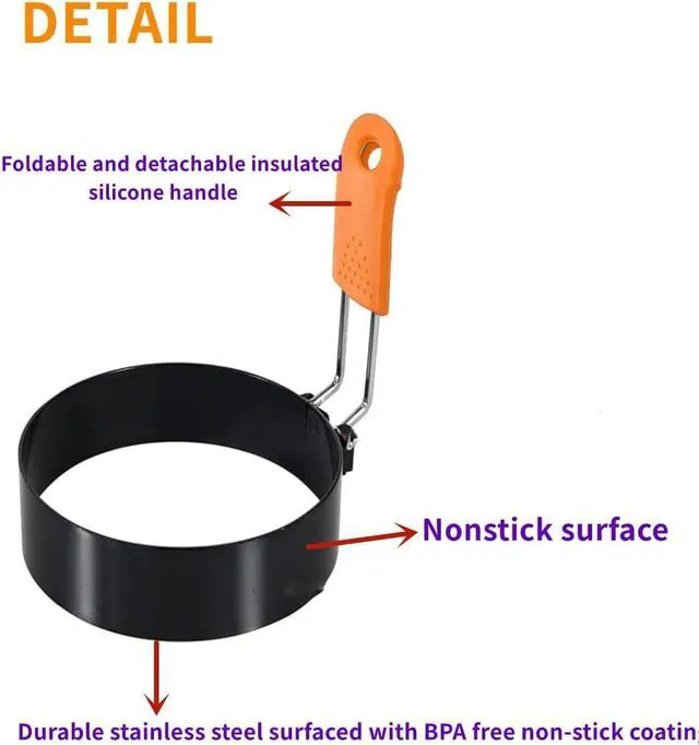 Alt view image 3 of 7 - 2Pcs 3.5 Inch Round Egg Rings For Griddle,Nonstick Stainless Steel