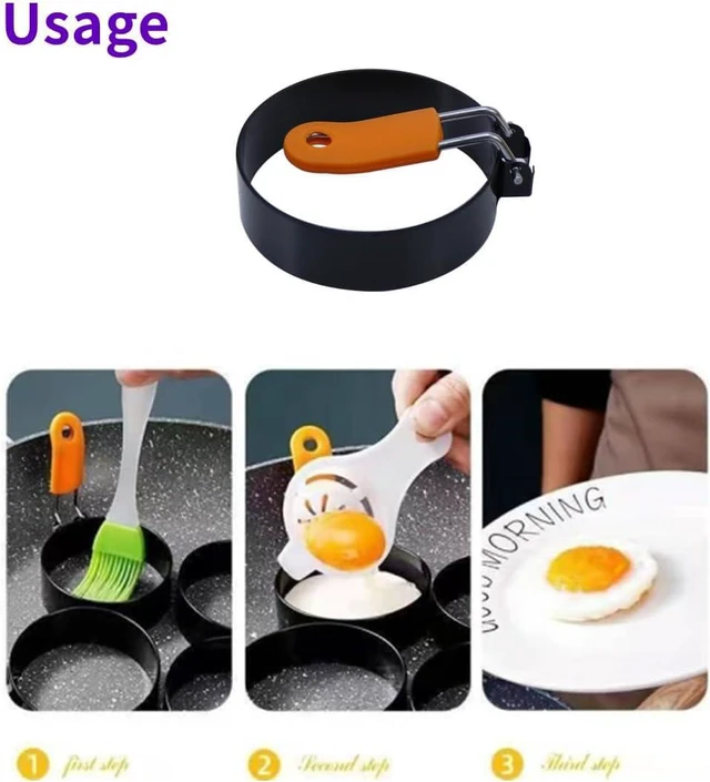 Alt view image 5 of 7 - 2Pcs 3.5 Inch Round Egg Rings For Griddle,Nonstick Stainless Steel