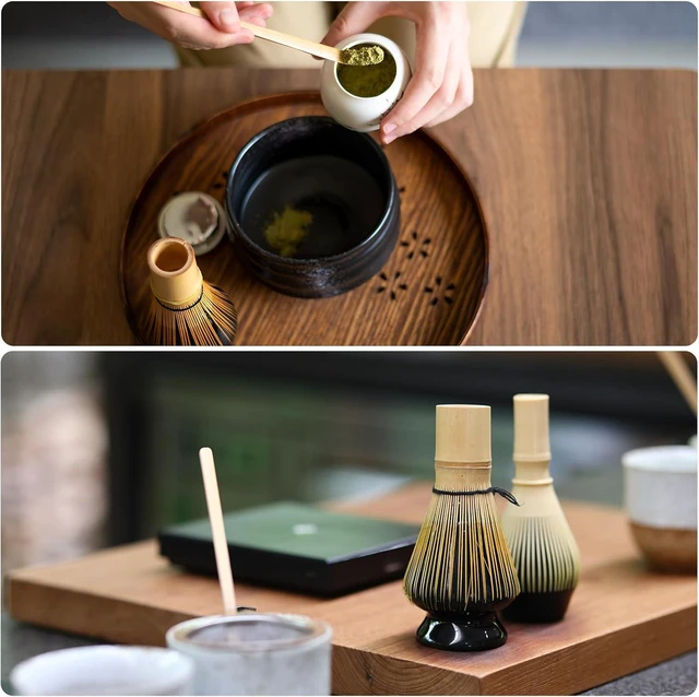 Alt view image 7 of 7 - HARFINGTON Ceramic Chasen Stand 66mm Matcha Whisk Holder Teas Set Whisk Stand Traditional Matcha Tea Chasen Holder Tea Set Accessories for Tea Tasting, Gray Green