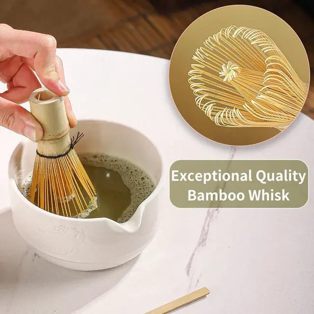 Alt view image 6 of 7 - Matcha Tea Set, 5-Piece Ceramic Matcha Bowl & Whisk Kit with Cute Cat Pattern, Traditional Japanese Chawan, Scoop & Sifter, Perfect for Tea Ceremony, Gift for & Tea Lovers (white)