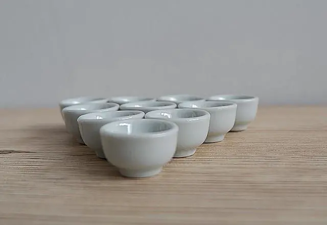 Alt view image 2 of 5 - 1shopforyou Mini Handmade Ceramic Matcha Bowl Set of 10 Japanese Style White Decorative Pottery