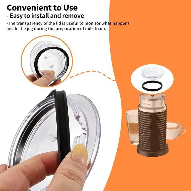 Alt view image 3 of 6 - Milk Frother Lid for Nespresso Aeroccino 3, Stainless Steel Replacement Cover Seal Part 93271, Dishwasher Safe, Fits Models 3593 & 3594