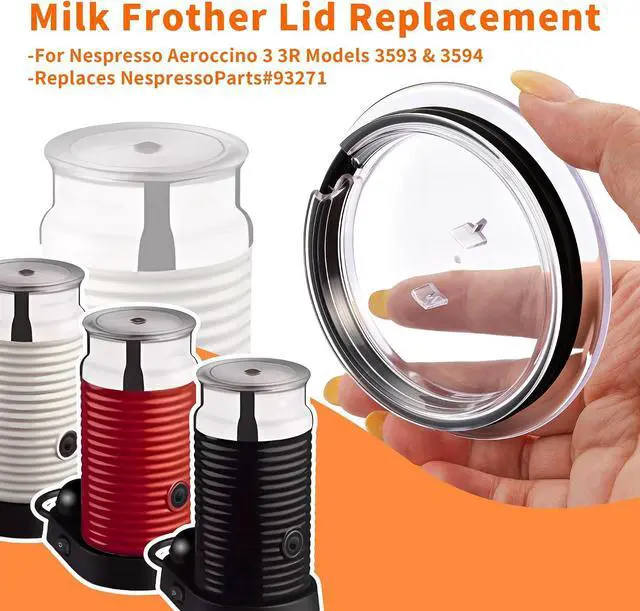 Alt view image 6 of 6 - Milk Frother Lid for Nespresso Aeroccino 3, Stainless Steel Replacement Cover Seal Part 93271, Dishwasher Safe, Fits Models 3593 & 3594