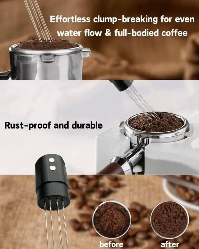 Alt view image 3 of 5 - Magnetic WDT Tool Espresso Distribution Tool 8x0.4mm Stainless Steel Needles, Espresso Stirrer for Barista, Machine AccessoriesBlack)