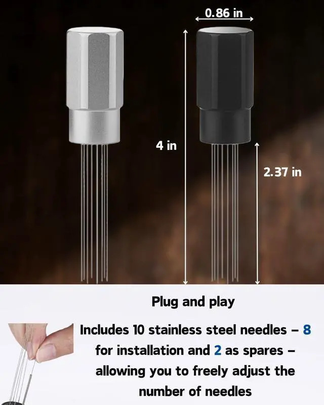 Alt view image 4 of 5 - Magnetic WDT Tool Espresso Distribution Tool 8x0.4mm Stainless Steel Needles, Espresso Stirrer for Barista, Machine AccessoriesBlack)