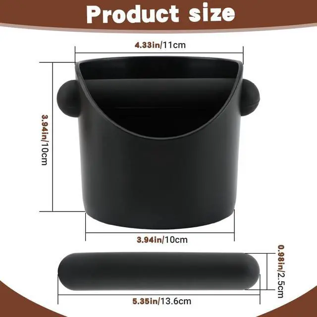 Alt view image 2 of 7 - Espresso Knock Box 4.3 Inch Small Coffee Grounds Bin with Removable Knock Bar Non Slip Base Splash Proof Mini Knock Box for Home Cafes Restaurants
