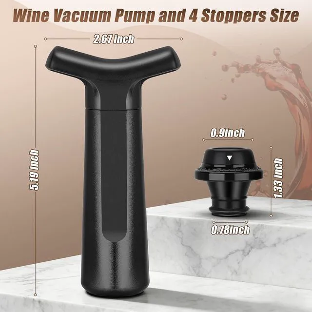 Alt view image 2 of 7 - Wine Stopper, Wine Saver Vacuum Pump with 4 Reusable Stoppers, Wine Bottle Preserver & Sealer Keeps Fresh Longer, Ergonomic Handle, ideal Gift