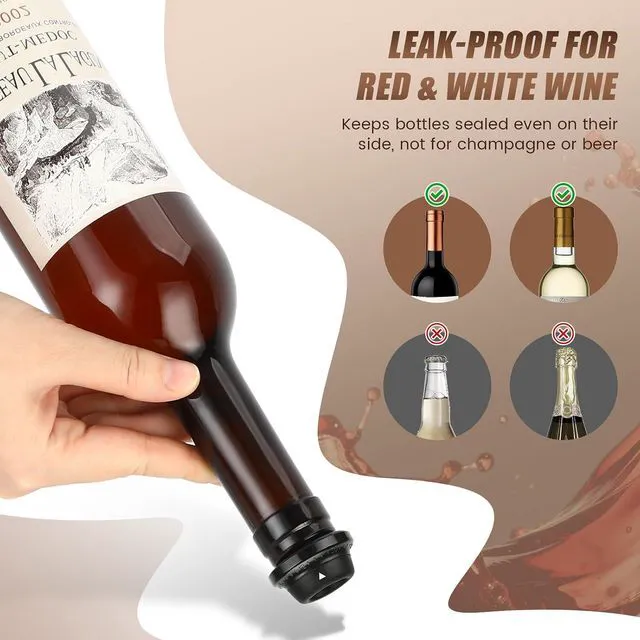 Alt view image 7 of 7 - Wine Stopper, Wine Saver Vacuum Pump with 4 Reusable Stoppers, Wine Bottle Preserver & Sealer Keeps Fresh Longer, Ergonomic Handle, ideal Gift