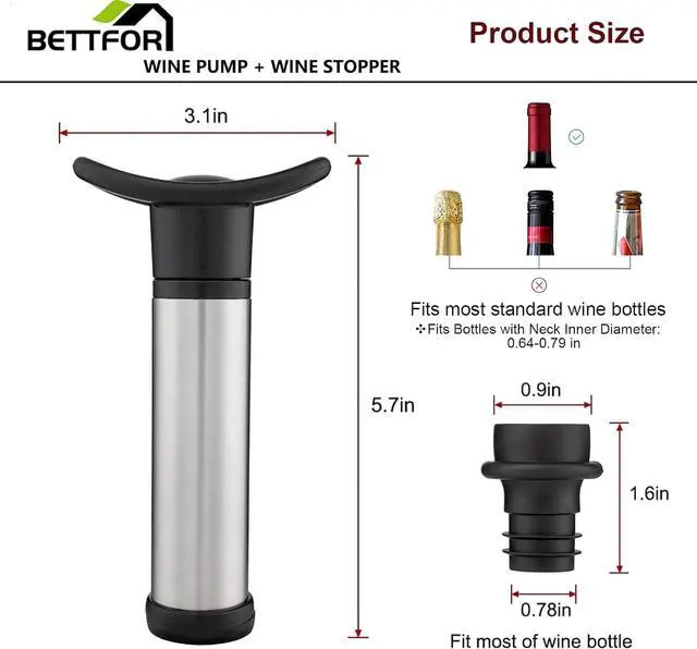 Alt view image 5 of 6 - Wine Saver Vacuum Pump with 4 Wine Stoppers, Wine Bottle Stoppers with Food Grade Silicone Leak proof Keep Fresh Suitable for All Standard Wine Bottles