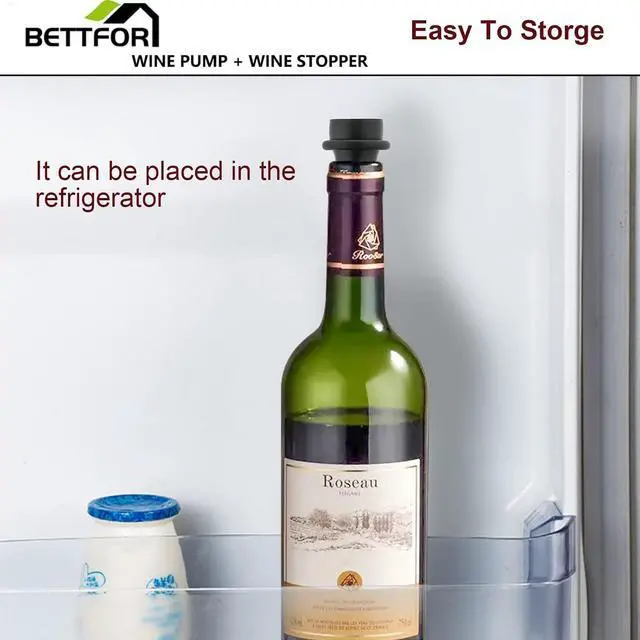 Alt view image 6 of 6 - Wine Saver Vacuum Pump with 4 Wine Stoppers, Wine Bottle Stoppers with Food Grade Silicone Leak proof Keep Fresh Suitable for All Standard Wine Bottles