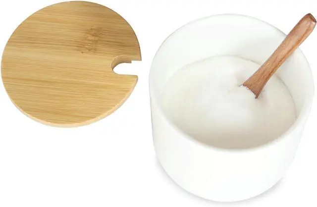 Main image of Salt Cellar Ceramic Salt Container with Lid, Salt Jar 10 OZ (300ml)