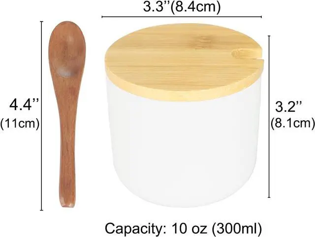 Alt view image 2 of 6 - Salt Cellar Ceramic Salt Container with Lid, Salt Jar 10 OZ (300ml)