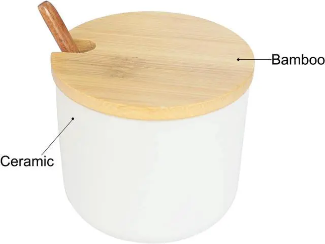 Alt view image 3 of 6 - Salt Cellar Ceramic Salt Container with Lid, Salt Jar 10 OZ (300ml)