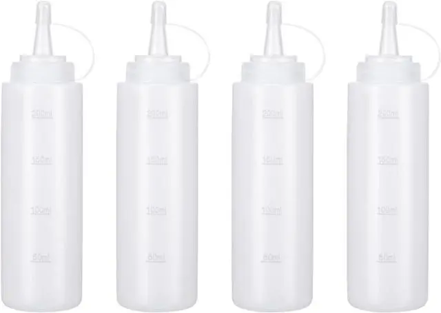 Main image of Premium Leak-Proof Squeeze Bottles Plastic Sauce, Ketchup, Condiment & Syrup Dispenser for Kitchen, Pancake Batter, Salad Dressing, Cooking Oil - BPA Free, Dishwasher Safe (4, 12oz)
