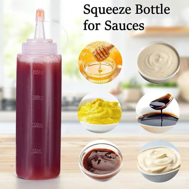 Alt view image 3 of 7 - Premium Leak-Proof Squeeze Bottles Plastic Sauce, Ketchup, Condiment & Syrup Dispenser for Kitchen, Pancake Batter, Salad Dressing, Cooking Oil - BPA Free, Dishwasher Safe (4, 12oz)