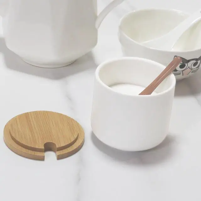 Alt view image 6 of 6 - Salt Cellar Ceramic Salt Container with Lid, Salt Jar 10 OZ (300ml)