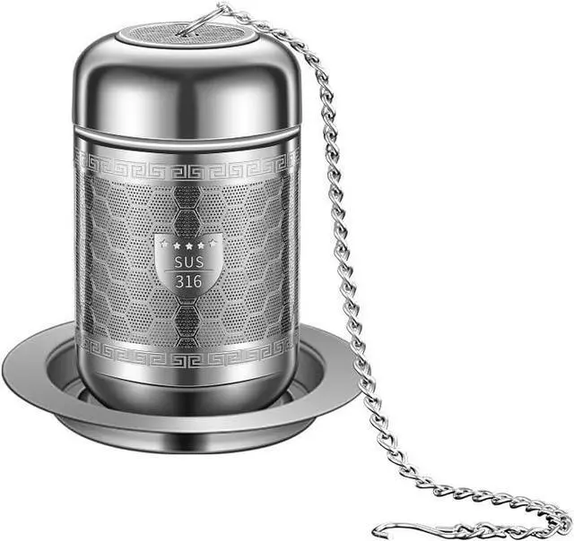 Main image of 316 Stainless Steel Tea Strainers for Loose Tea with Drip Trays, Extra Fine Mesh Tea Infuser, Loose Leaf Tea Steeper (1 Pack - Small)