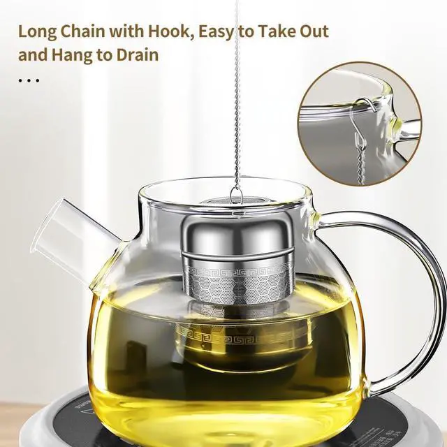 Alt view image 4 of 7 - 316 Stainless Steel Tea Strainers for Loose Tea with Drip Trays, Extra Fine Mesh Tea Infuser, Loose Leaf Tea Steeper (1 Pack - Small)