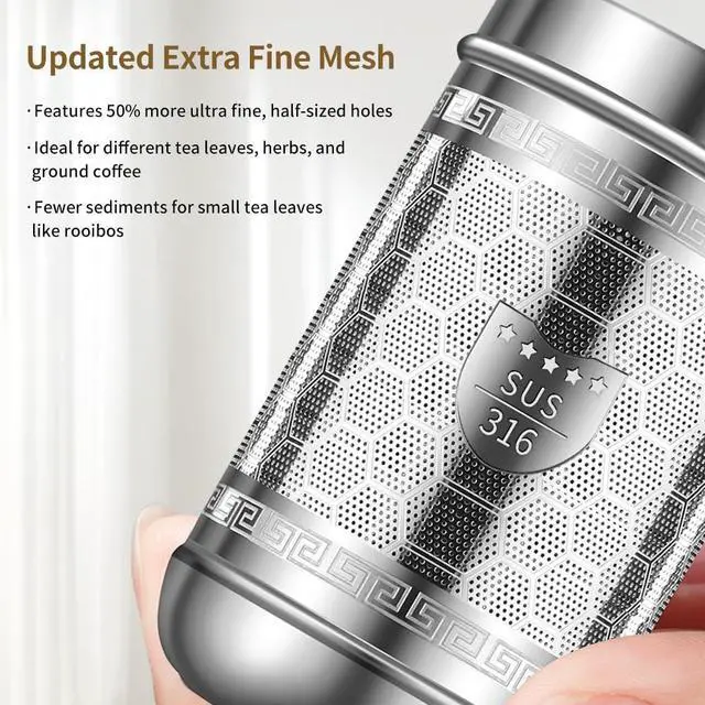 Alt view image 5 of 7 - 316 Stainless Steel Tea Strainers for Loose Tea with Drip Trays, Extra Fine Mesh Tea Infuser, Loose Leaf Tea Steeper (1 Pack - Small)