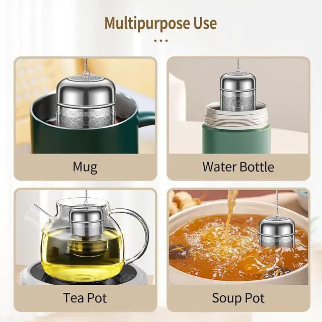 Alt view image 7 of 7 - 316 Stainless Steel Tea Strainers for Loose Tea with Drip Trays, Extra Fine Mesh Tea Infuser, Loose Leaf Tea Steeper (1 Pack - Small)