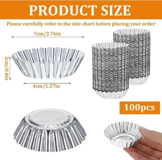 Alt view image 2 of 7 - LLOUSSAK 100 Pack Mini Pie Tins, Disposable Mini Pie Pans, Aluminum Foil Tart Pans for Baking Small Pies Tarts(Chrysanthemum Style)