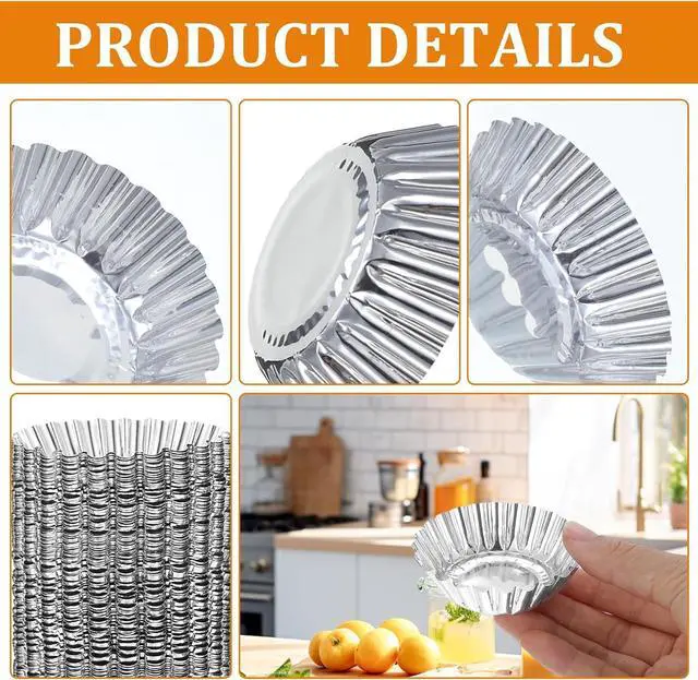 Alt view image 3 of 7 - LLOUSSAK 100 Pack Mini Pie Tins, Disposable Mini Pie Pans, Aluminum Foil Tart Pans for Baking Small Pies Tarts(Chrysanthemum Style)