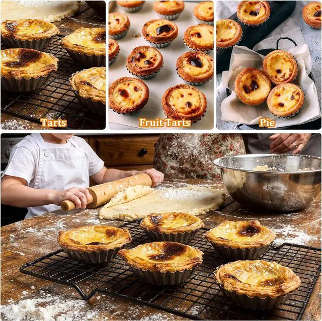 Alt view image 7 of 7 - LLOUSSAK 100 Pack Mini Pie Tins, Disposable Mini Pie Pans, Aluminum Foil Tart Pans for Baking Small Pies Tarts(Chrysanthemum Style)