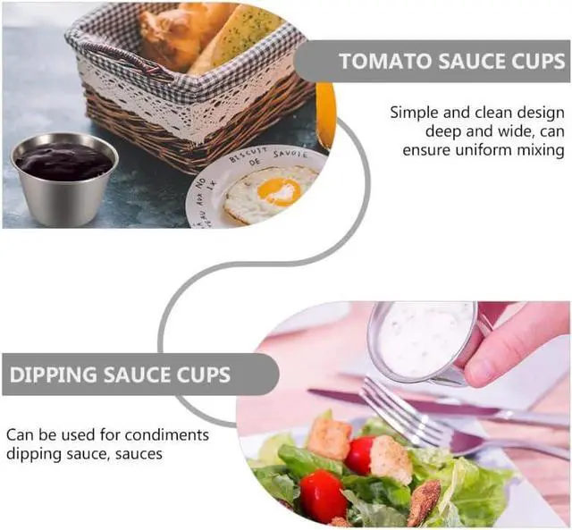 Alt view image 4 of 6 - Stainless Steel Sauce Cups 6 pack Dipping Sauce Containers for Condiments Ketchup Soy Ramekins for Home Dining Bbq Picnics 2.36 X 1.65 X 1.57 in