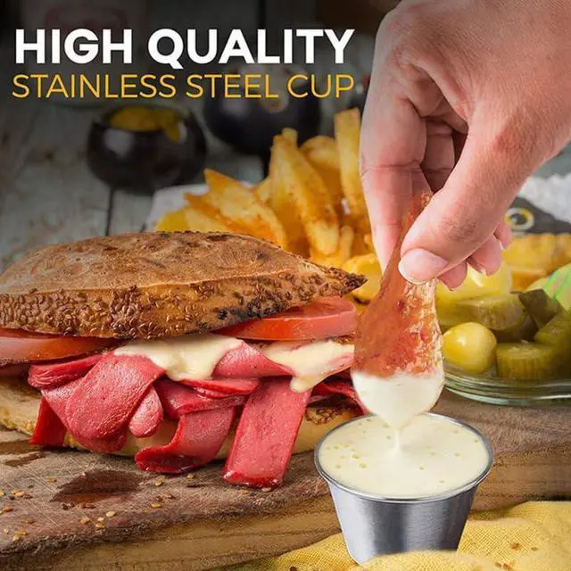 Alt view image 3 of 6 - Stainless Steel Sauce Cups 6 pack Dipping Sauce Containers for Condiments Ketchup Soy Ramekins for Home Dining Bbq Picnics 2.36 X 1.65 X 1.57 in
