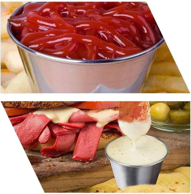 Alt view image 5 of 6 - Stainless Steel Sauce Cups 6 pack Dipping Sauce Containers for Condiments Ketchup Soy Ramekins for Home Dining Bbq Picnics 2.36 X 1.65 X 1.57 in