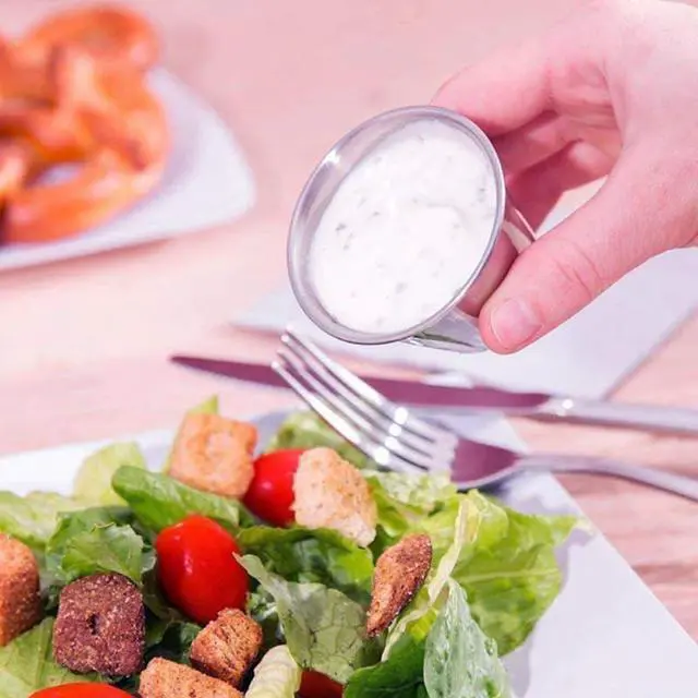 Alt view image 6 of 6 - Stainless Steel Sauce Cups 6 pack Dipping Sauce Containers for Condiments Ketchup Soy Ramekins for Home Dining Bbq Picnics 2.36 X 1.65 X 1.57 in