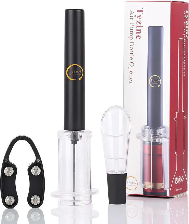 Main image of Air Pressure Pump Bottle Opener With Foil Cutter And Aerator Pourer,Simple Cork Remover,Efficient Corkscrew Bottle Opener,Great For Wine Lovers,Perfect Wine Gift. (Black 3 set)